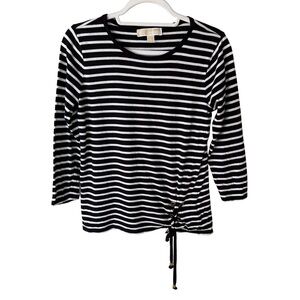 Michael Kors Black and White Striped Long Sleeve Top Size S Flawed Nautical